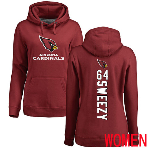 Arizona Cardinals Maroon Women J.R. Sweezy Backer NFL Football #64 Pullover Hoodie Sweatshirts